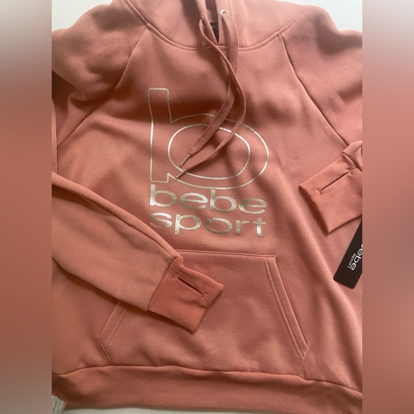 BEBE Sweatshirt Sport B Logo Hoodie Women’s Size 1X Rose Dust NWT Activewear - Picture 4 of 9
